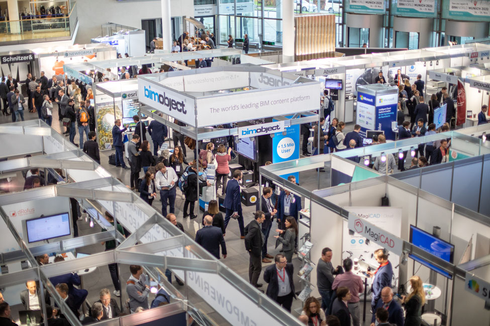 Austellungsflaeche der BIM World Munich, eine der Baumessen 2021