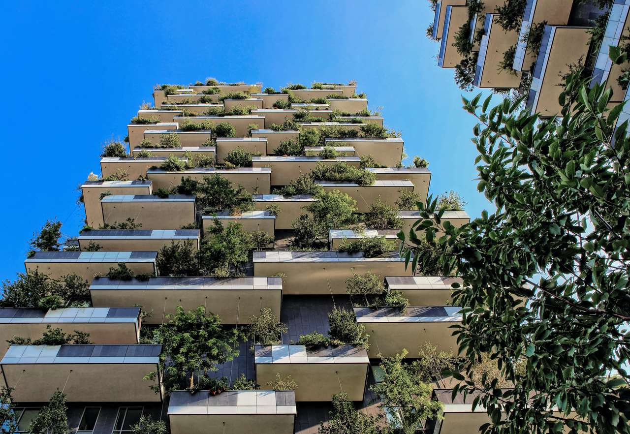 begrüntes Hochhaus nachhaltiges Bauen die Zukunft